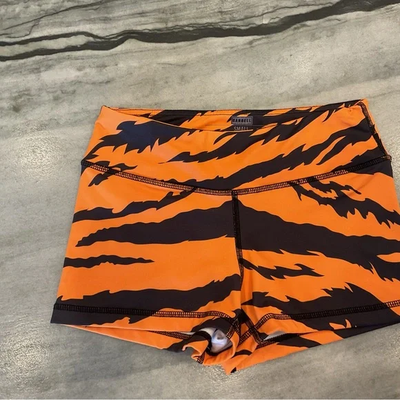 Women's Orange Tiger Stripe Athletic Shorts - Picture 5 of 6